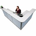 Interion By Global Industrial Interion L-Shaped Electric Reception Station, 116inW x 80inD x 46inH, Gray Counter, Blue Panel 249011EGB